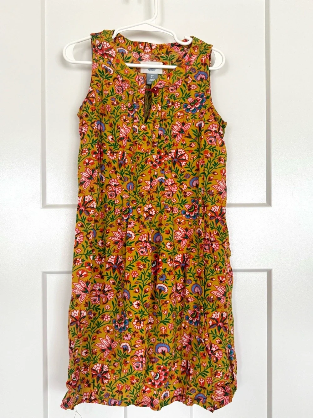 Old Navy Girls Size 6-7 Mustard Floral Boho Sleeveless Dress